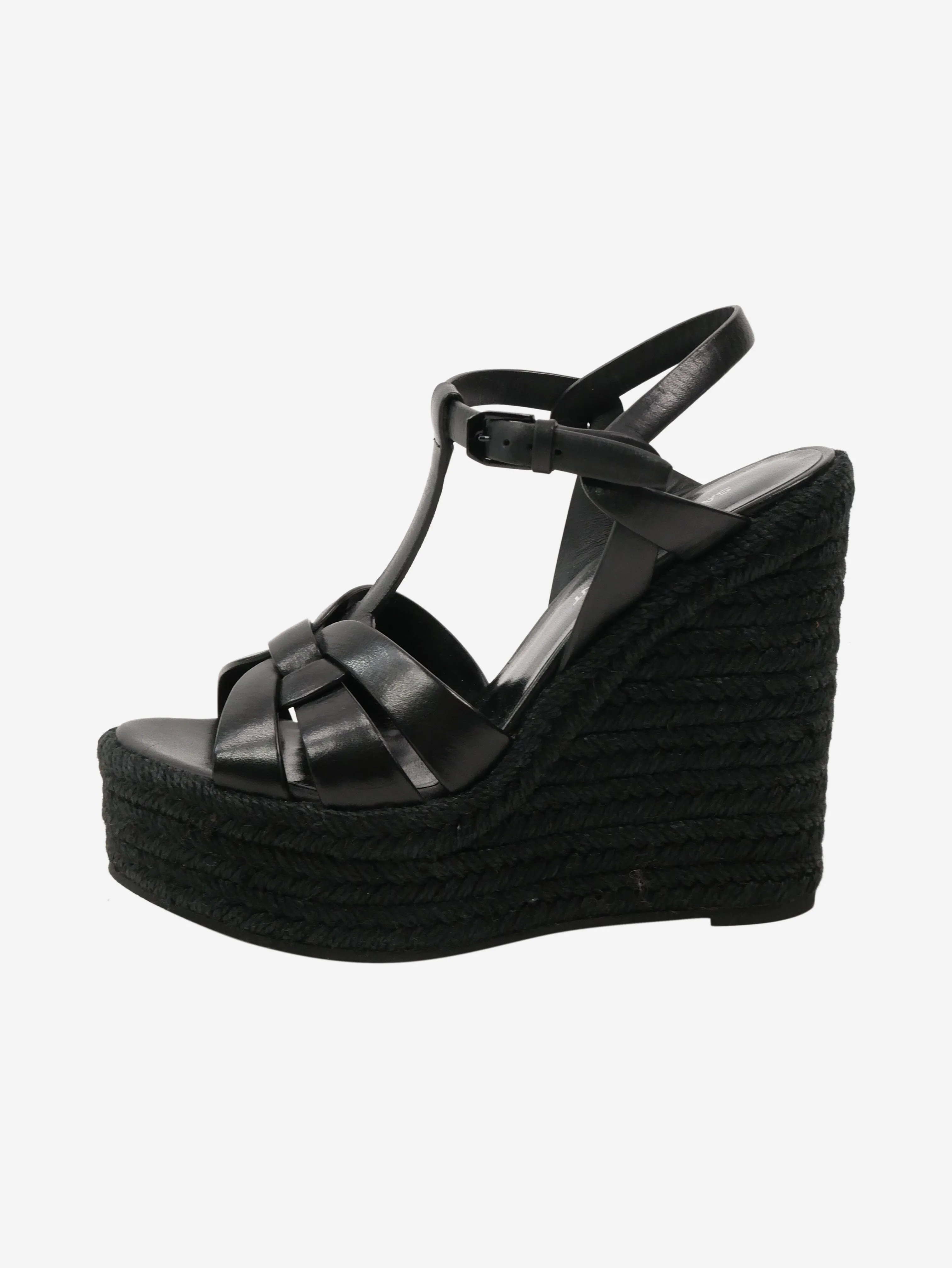 Black Tribute woven leather wedge sandals - size EU 38.5
