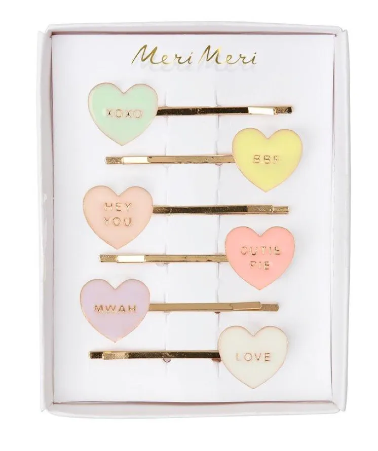 Hair Slides | Enamel Love Hearts