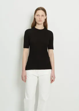 Jidda Wool-Cashmere Ribbed Sweater — Black