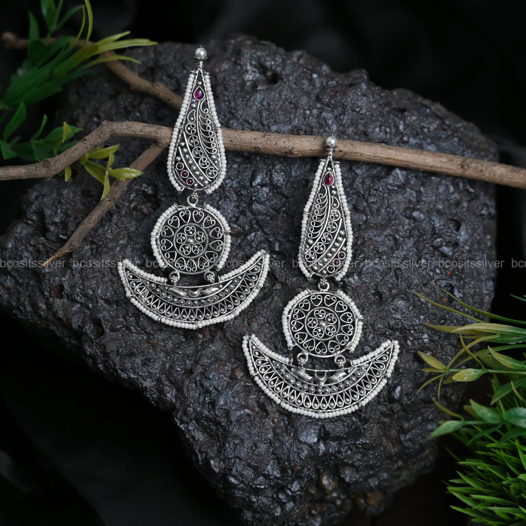 Oxidized Boat Chandbali - 1506